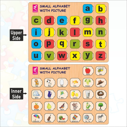 Wooden Small Alphabet matching with pictures puzzle -12*9 inch