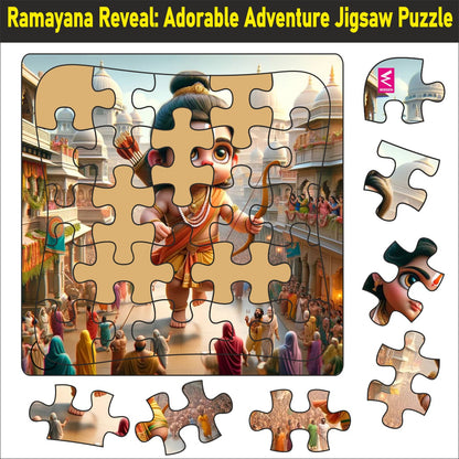 Wooden Jigsaw Puzzle "Ramayana Reveal: Adorable Adventure Jigsaw Puzzle"-  9*9 inch- 4 years above