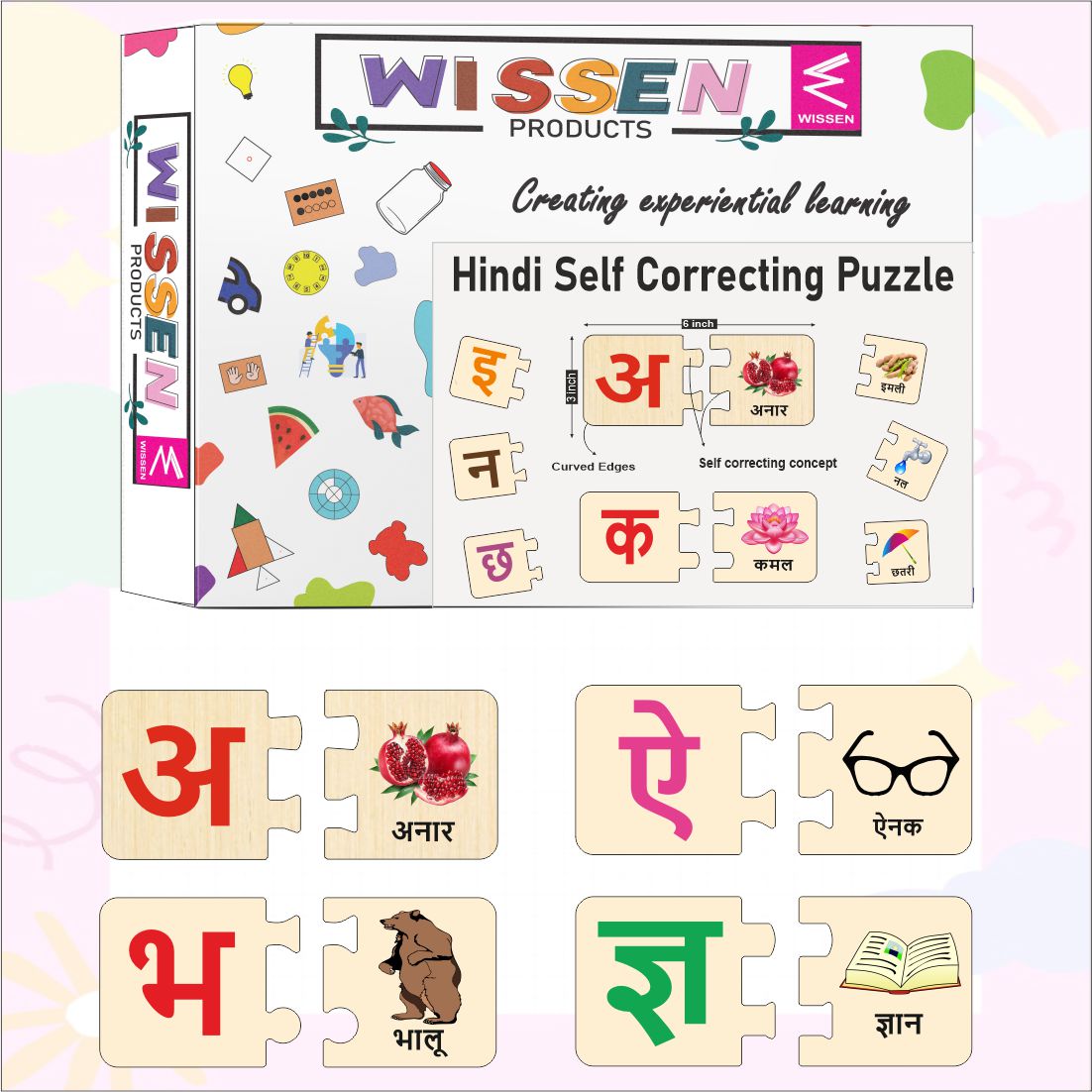 Wooden Hindi Swar and Consonant Self Correcting Puzzles