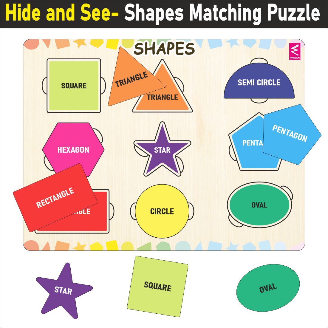 Wooden Hide and See Shapes Puzzle