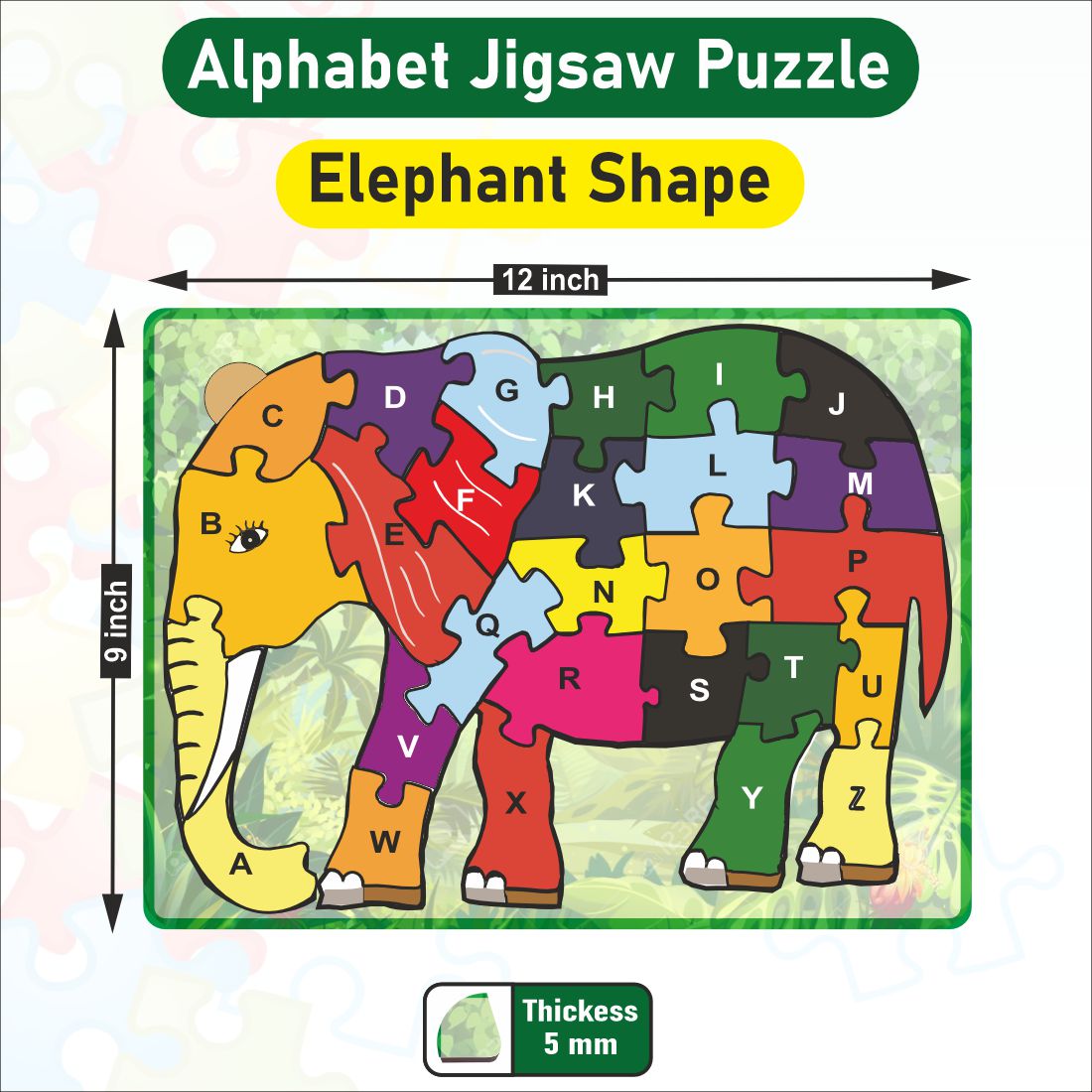 Wooden Elephant jigsaw puzzle from A-Z