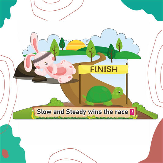 Wooden(MDF) Wall Decor Cutout for kids- Slow and Steady wins the race-Learning through Fun design - 12*18 inch