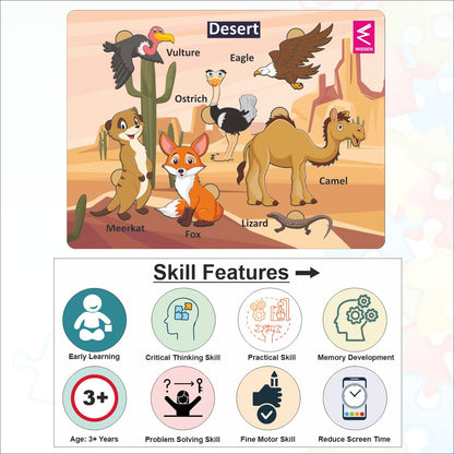 Wooden Desert Habitat Learning Puzzle board game for kids