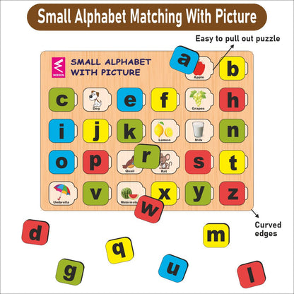 Wooden Small Alphabet matching with pictures puzzle -12*9 inch