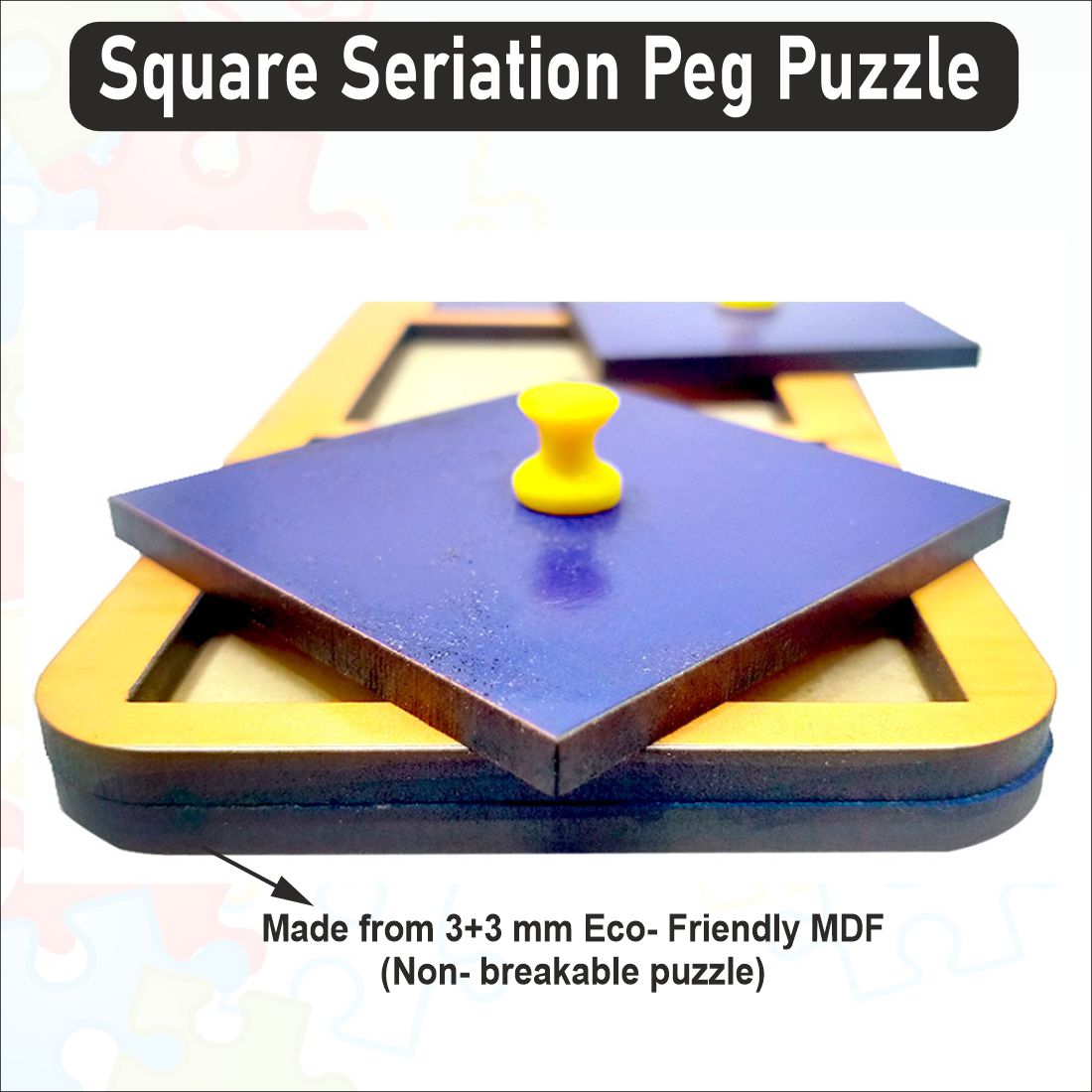 Wooden Square Seriation Peg Board Puzzle- 18*4 inch