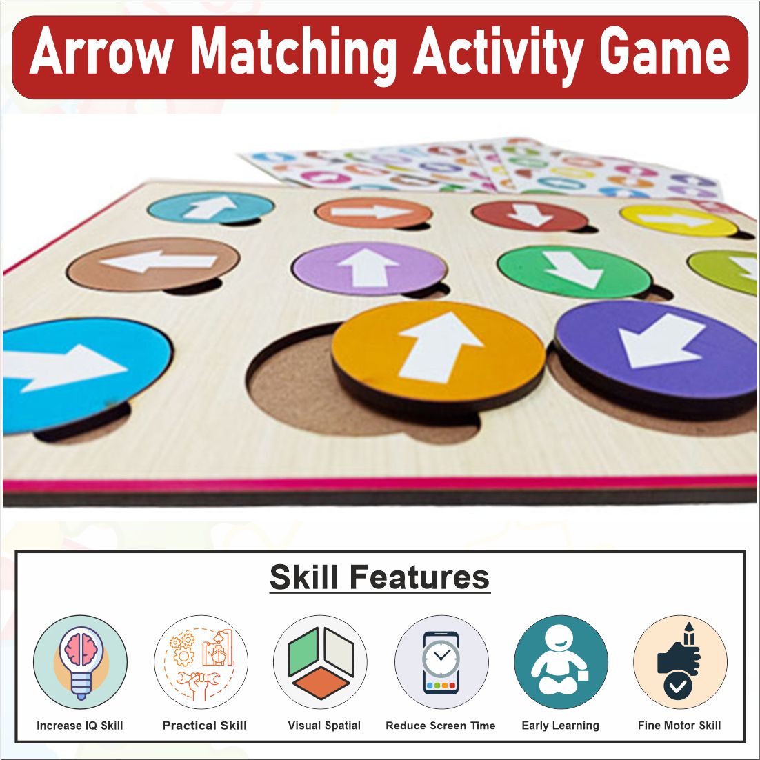 Wooden Arrow Matching Puzzle Activity game -12*9 inch