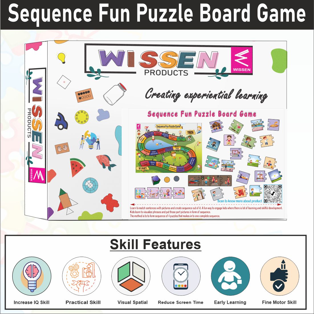 Wooden Sequence Fun Puzzle Board Game