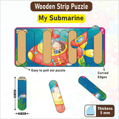 Wooden Strip Puzzle -Set of 6 -9*4 inch