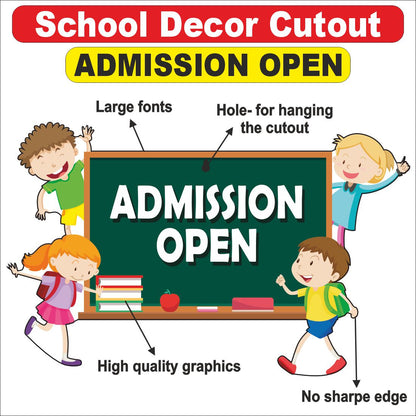 Wooden(MDF) Wall Decor Cutout for kids- Admission Open -Learning through Fun design - 12*18 inch