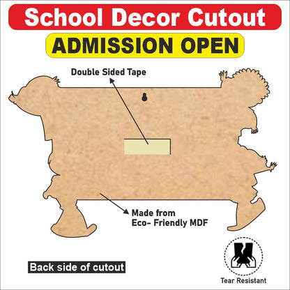 Wooden(MDF) Wall Decor Cutout for kids- Admission Open -Learning through Fun design - 12*18 inch