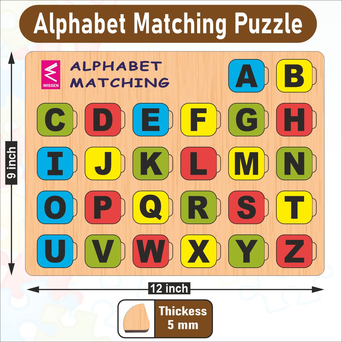 Wooden Alphabet Matching Small Case and Upper Case Puzzle