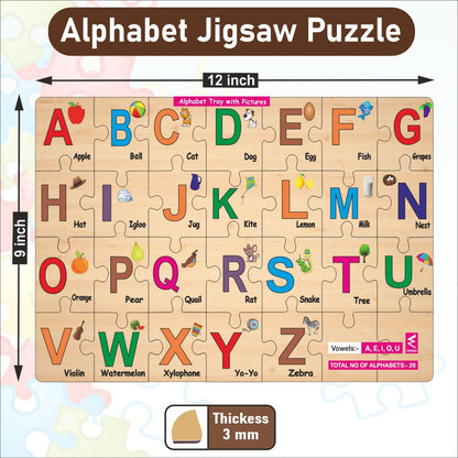 Wooden Alphabet A-Z Puzzle 12*18 inch for kids