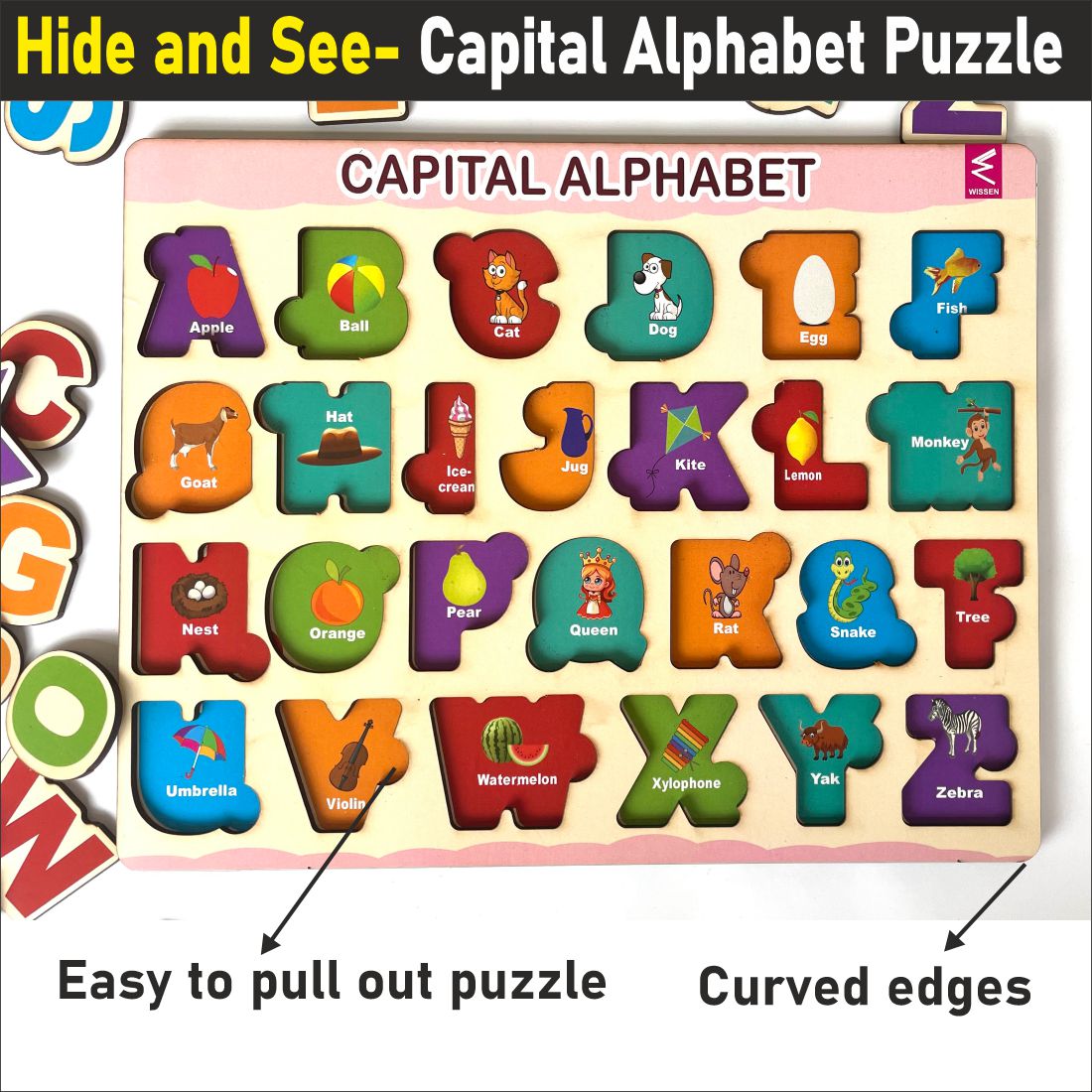 Wooden Hide and See Capital Alphabet Puzzle