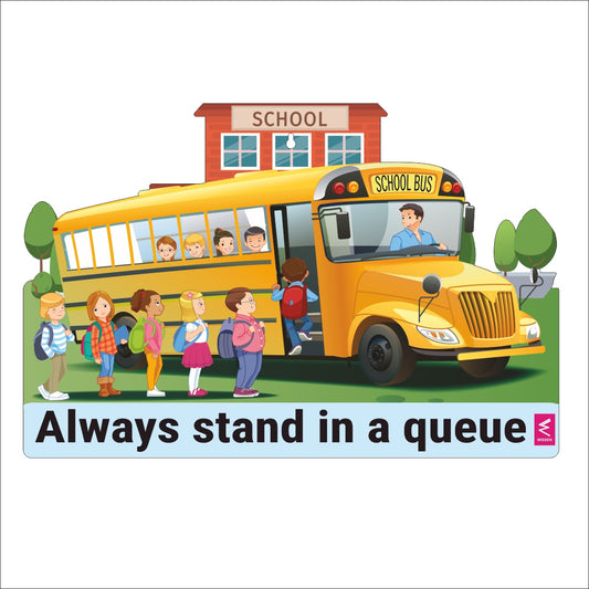 Wooden(MDF) Wall Decor Cutout for kids- Always stand in queue -Learning through Fun design - 12*18 inch