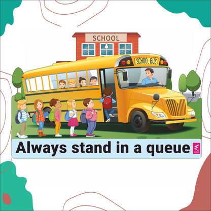 Wooden(MDF) Wall Decor Cutout for kids- Always stand in queue -Learning through Fun design - 12*18 inch