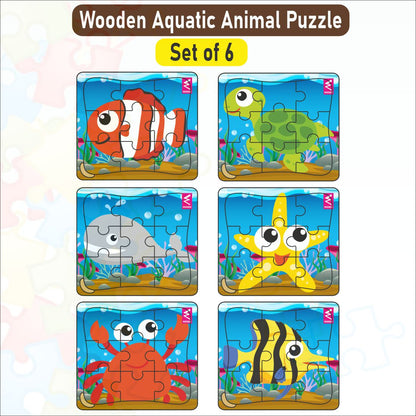 Wooden Jigsaw Aquatic Animal puzzle -4*4.5 inch-Set of 6