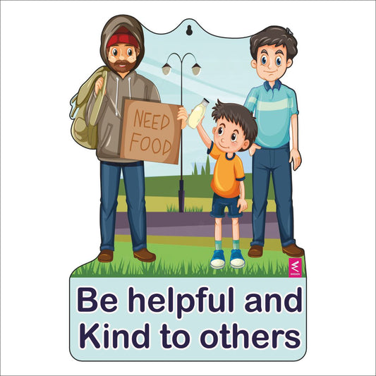 Wooden(MDF) Wall Decor Cutout for kids- Be helpful and kind to others -Learning through Fun design - 12*18 inch