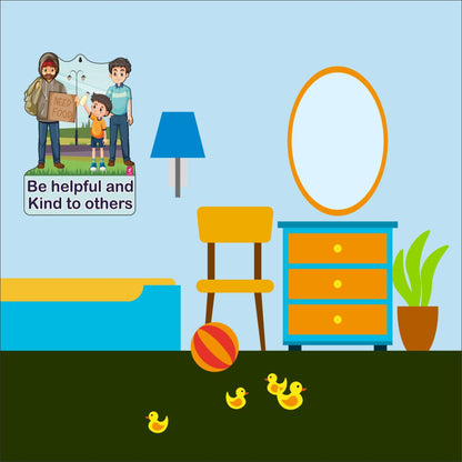 Wooden(MDF) Wall Decor Cutout for kids- Be helpful and kind to others -Learning through Fun design - 12*18 inch