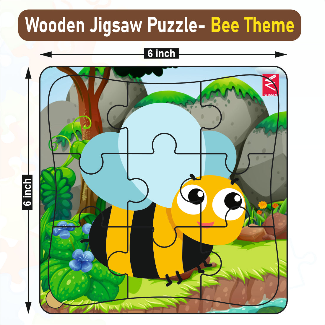 Wooden jigsaw Puzzle- 6*6 inch Bee Theme