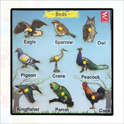 Wooden Birds Peg Board Puzzle- 12*12 inch