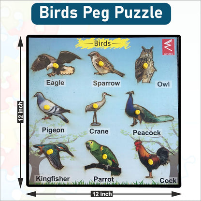 Wooden Birds Peg Board Puzzle- 12*12 inch