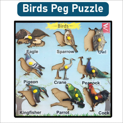 Wooden Birds Peg Board Puzzle- 12*12 inch