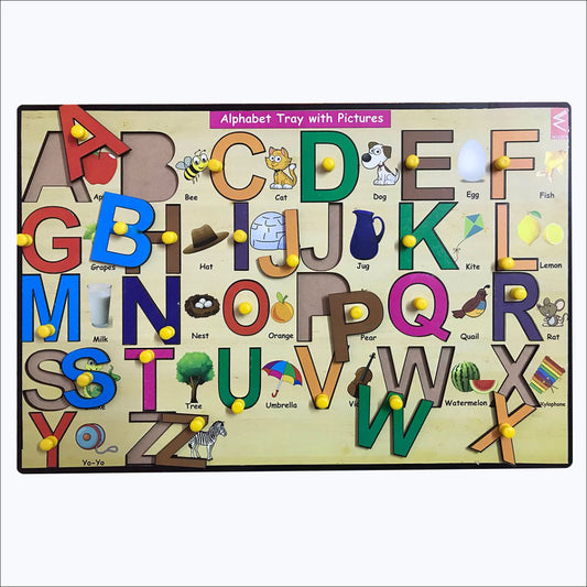 Wooden Capital Alphabet Peg Board Puzzle- 12*18 inch