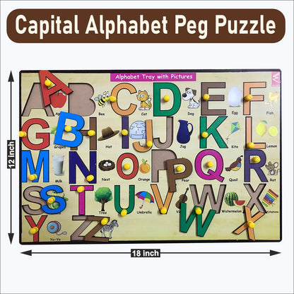 Wooden Capital Alphabet Peg Board Puzzle- 12*18 inch