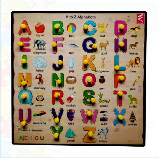 Wooden Capital Alphabet Peg Board Puzzle- 12*12 inch