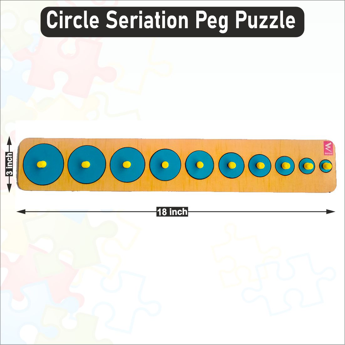 Wooden Circle Seriation Peg Board Puzzle- 18*4 inch