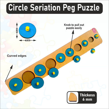 Wooden Circle Seriation Peg Board Puzzle- 18*4 inch