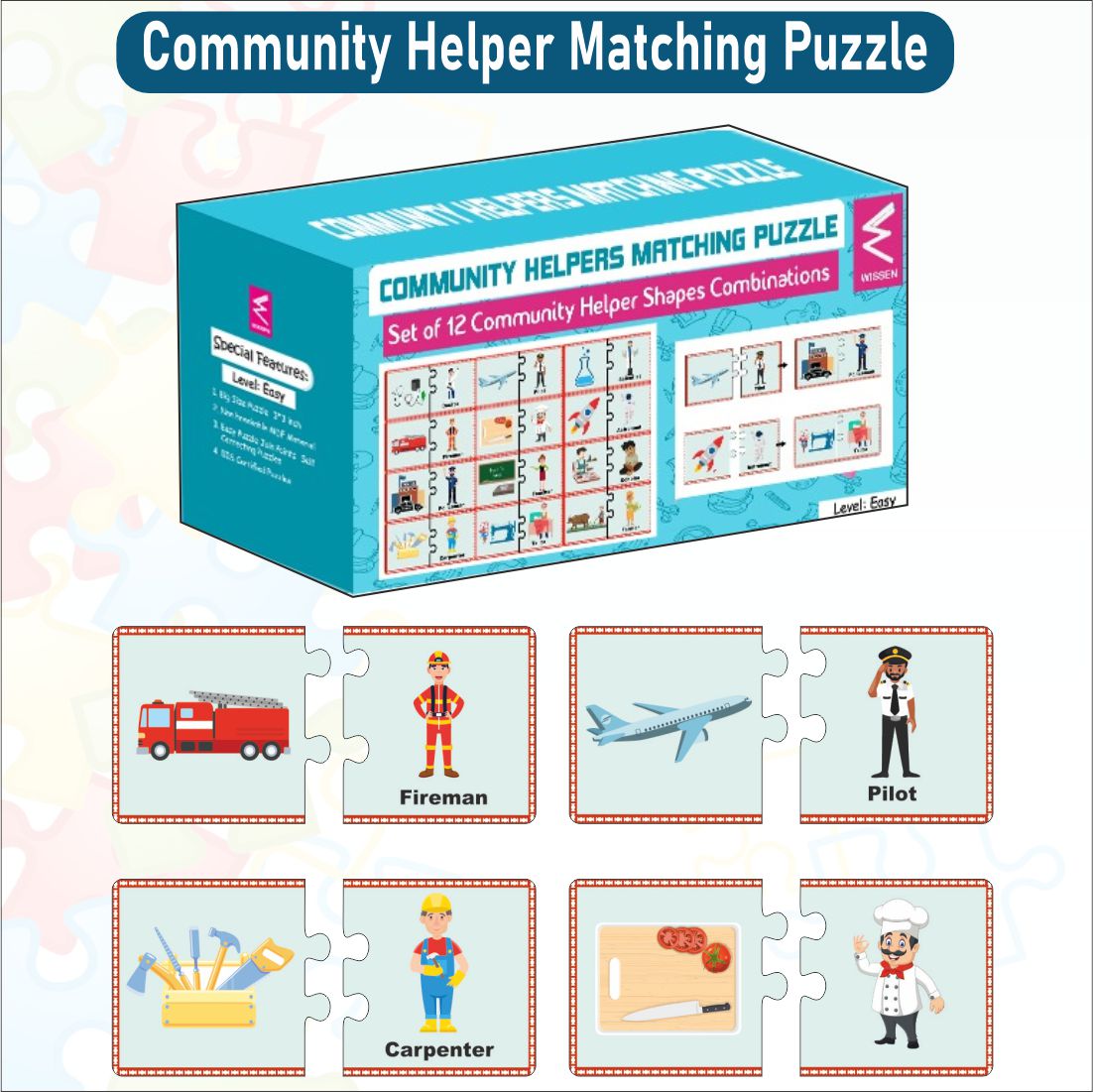 Wooden Community Helper Matching Puzzle for Kids