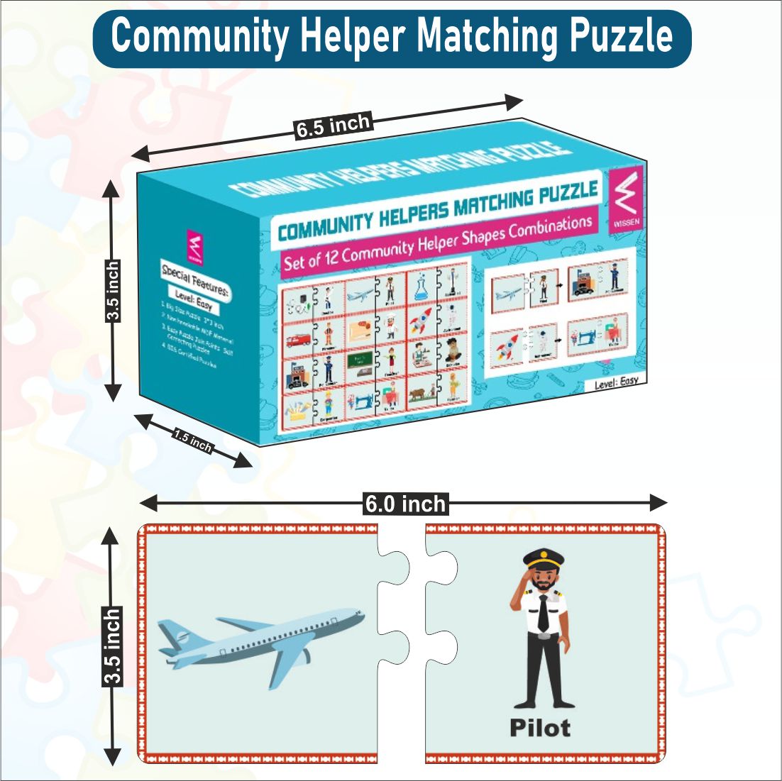 Wooden Community Helper Matching Puzzle for Kids