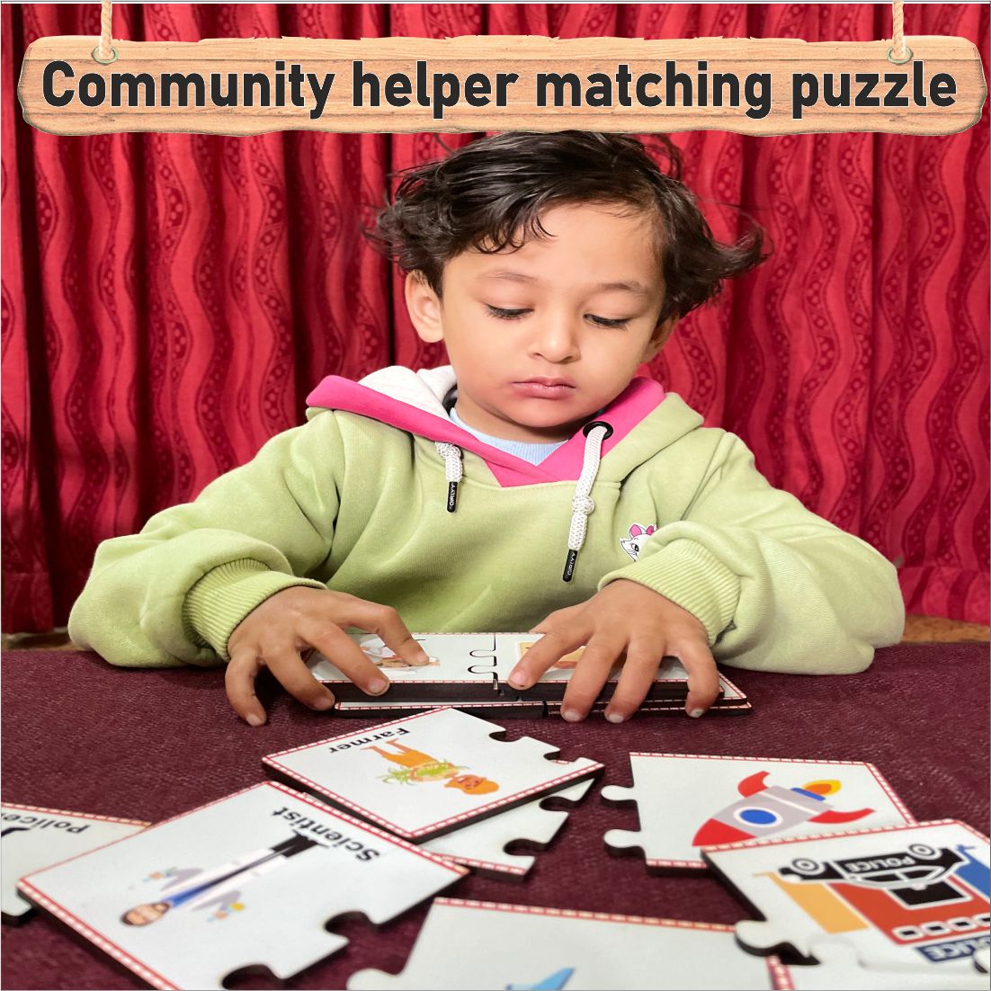 Wooden Community Helper Matching Puzzle for Kids