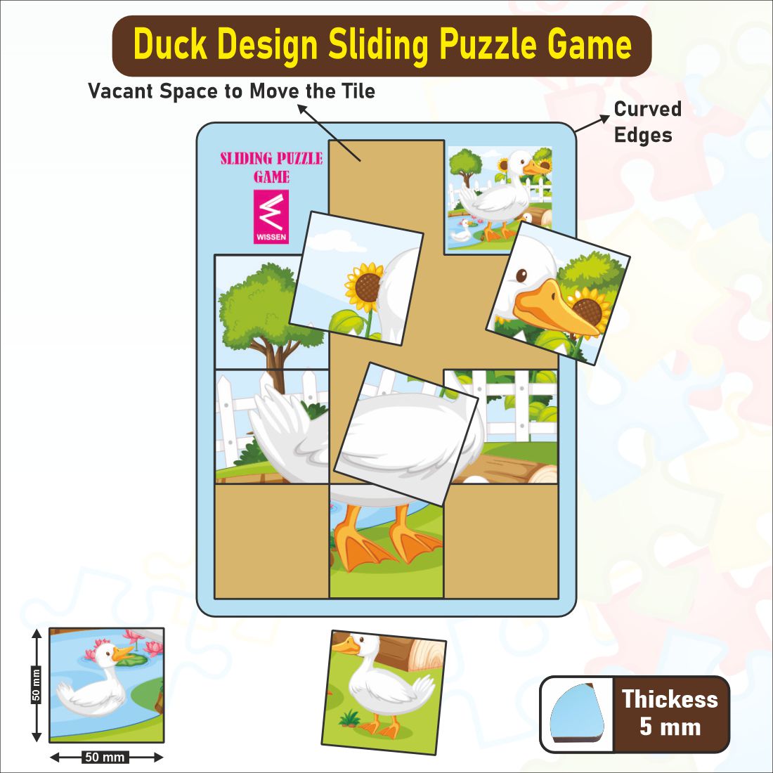 Wooden Cow and Calf Sliding Puzzle Game