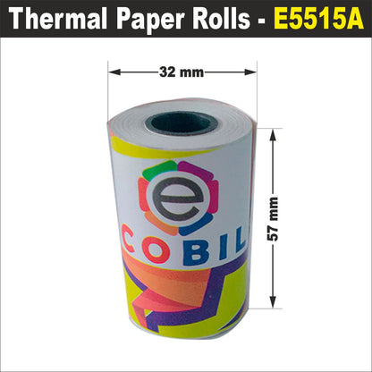 Ecobill Thermal paper Pack of 120 rolls POS till Cash Register Machine rolls -57 mm *32 mm dia -approx 13-14 m length roll- 50 gsm for printing receipt