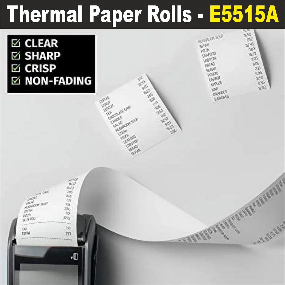 Ecobill Thermal paper Pack of 120 rolls POS till Cash Register Machine rolls -57 mm *32 mm dia -approx 13-14 m length roll- 50 gsm for printing receipt