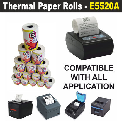 Ecobill Thermal paper Pack of 90 rolls POS till Cash Register Machine rolls -57 mm *36 mm dia -approx 18-19 m length roll- 50 gsm for printing receipt