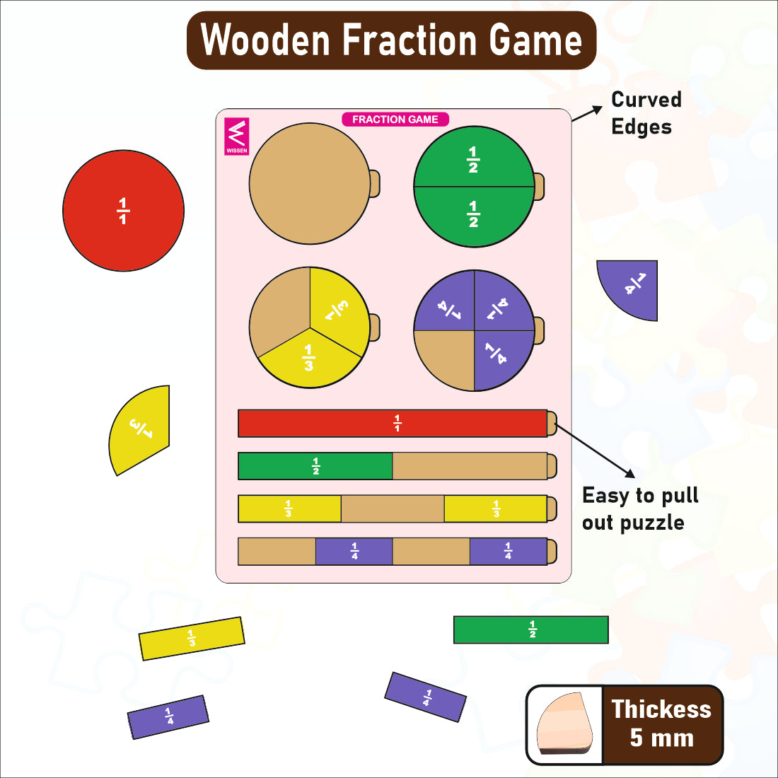 Wooden Wooden Fractions Game