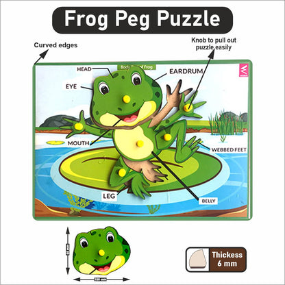 Wooden FROG parts Peg board puzzle- 12*9 inch