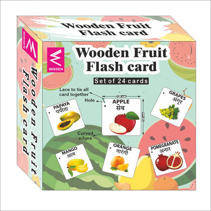 Wooden (MDF) Fruits  Learning Flash card with lacing thread.