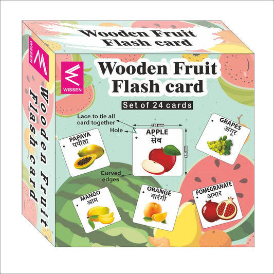 Wooden (MDF) Fruits  Learning Flash card with lacing thread.