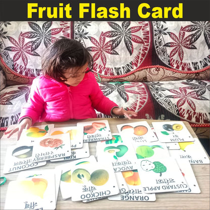 Wooden (MDF) Fruits  Learning Flash card with lacing thread.