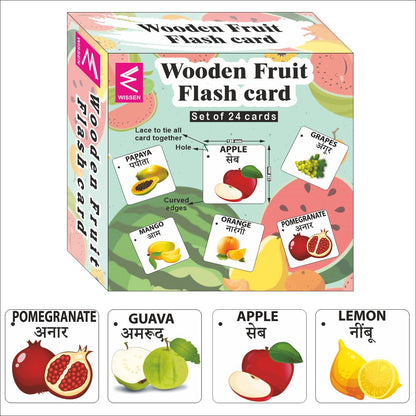 Wooden (MDF) Fruits  Learning Flash card with lacing thread.