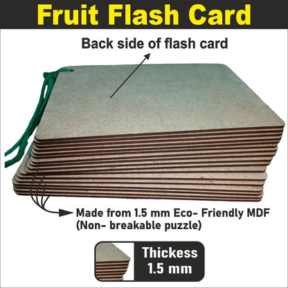 Wooden (MDF) Fruits  Learning Flash card with lacing thread.