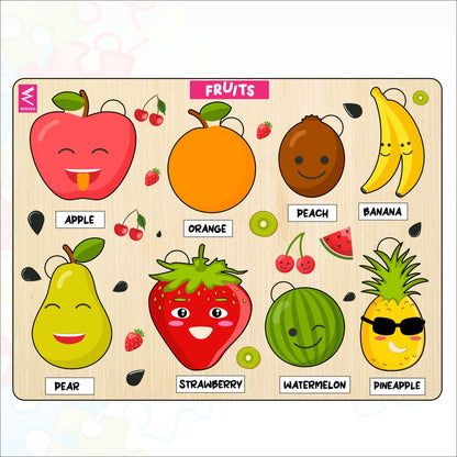 Wooden Fruits Peg Board Puzzle- 12*12 inch