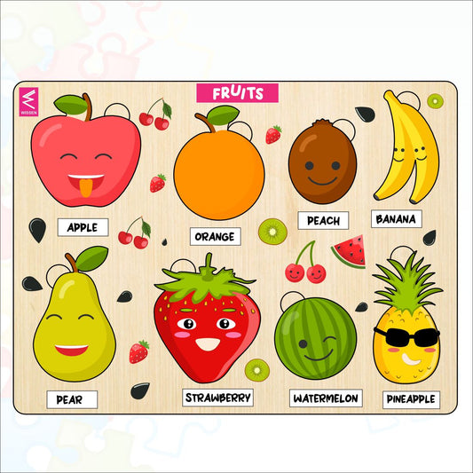 Wooden Fruits Peg Board Puzzle- 12*12 inch