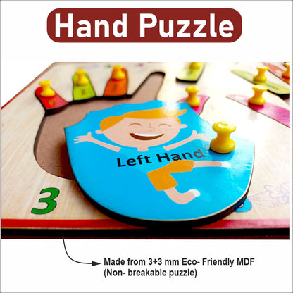 Wooden Hand  Counting Peg Board Puzzle- 12*9 inch