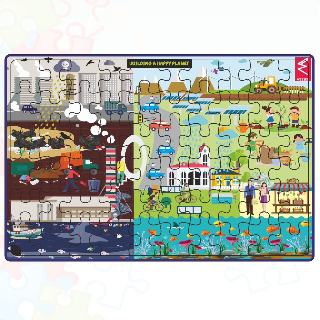 Wooden Building Happy Planet Big size Jigsaw Puzzle- 12*18 inch