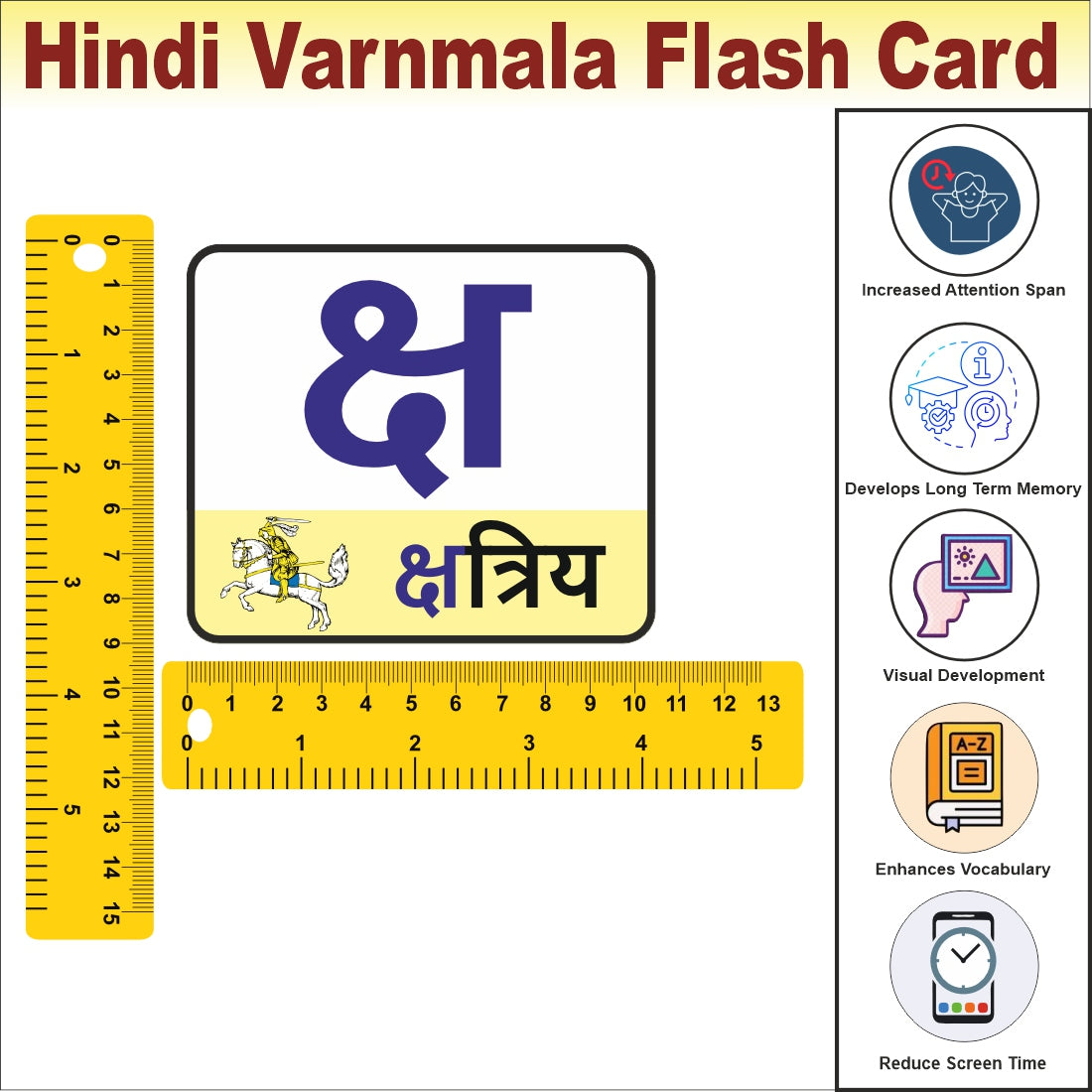 Wooden (MDF) Hindi Vowels and Consonants  Learning Flash card